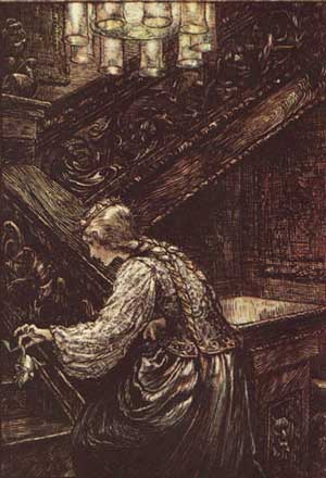 19th Century Illustration by Arthur Rackham of 'The Frog Prince'